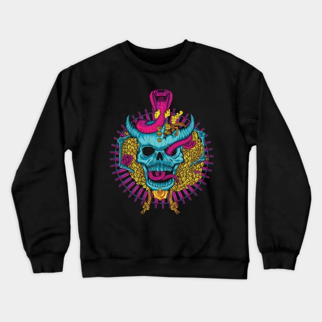 Skul and Snake Crewneck Sweatshirt by gastaocared